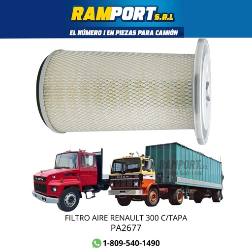[PA2677] FILTRO AIRE RENAULT 300 C/TAPA *