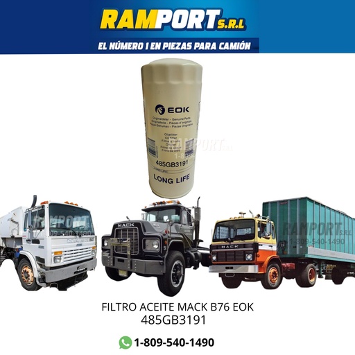 [485GB3191] FILTRO ACEITE MACK B76 EOK *