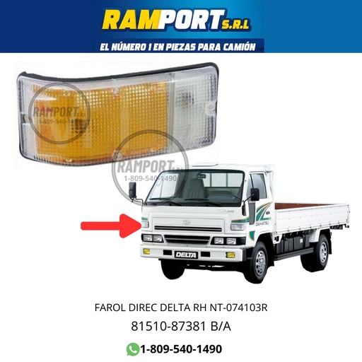 [81510-87381 B/A] FAROL DIREC DAIHATSU DELTA NT-074103R