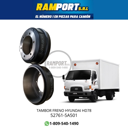 [52761-5A501] TAMBOR FRENO HYUNDAI HD65 5 HOYOS